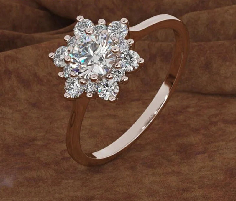 S925 Sterling Silver Snowflake Flowers Ring