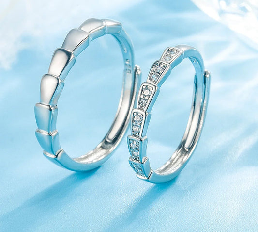 Rings for Couple Lover Male Female Clear Cubic Zircon Wedding Engagement Resizable Size