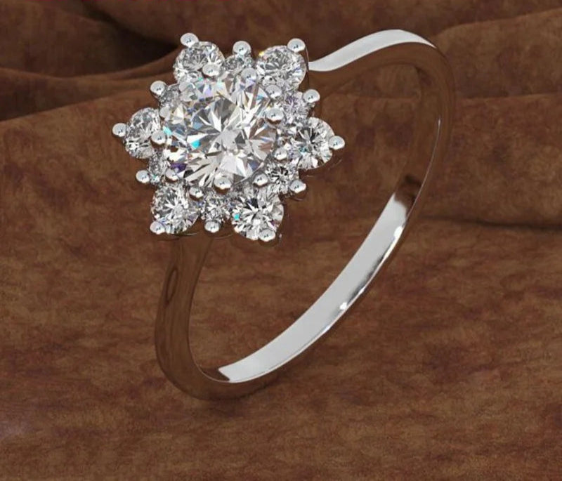 S925 Sterling Silver Snowflake Flowers Ring