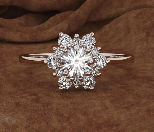 S925 Sterling Silver Snowflake Flowers Ring
