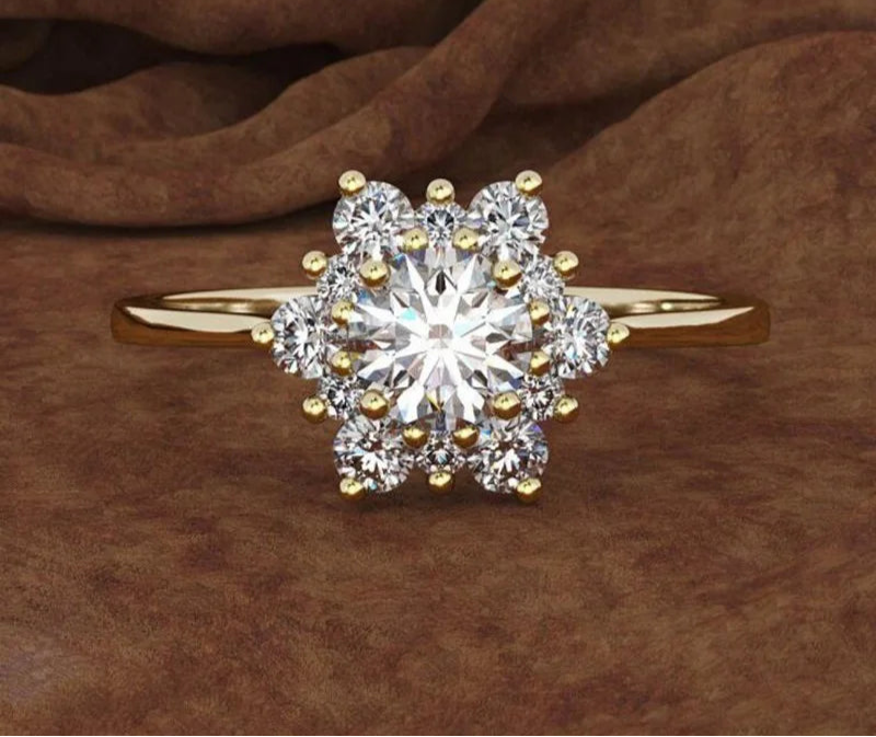 S925 Sterling Silver Snowflake Flowers Ring